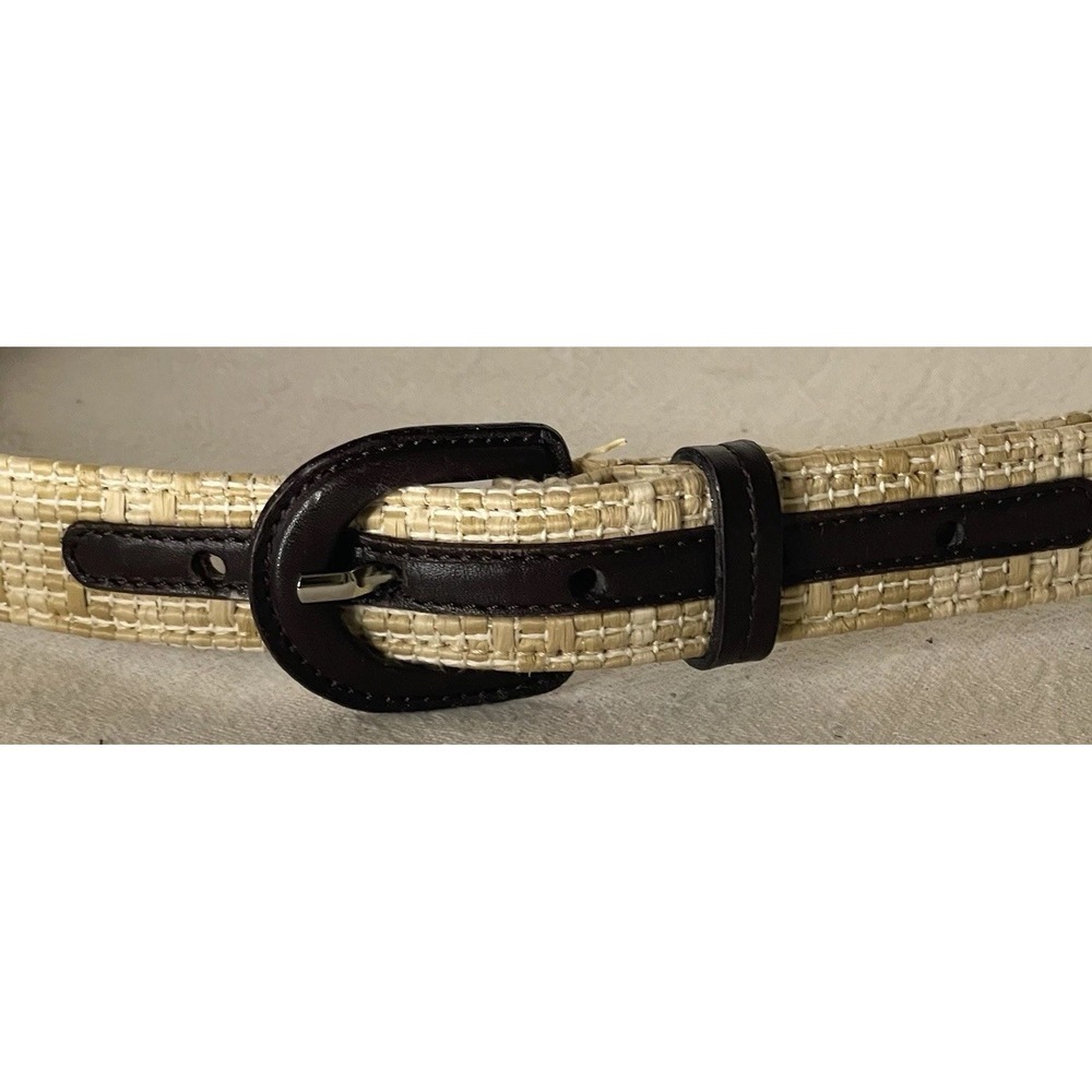 Talbots Italy Genuine‎ Leather Woven Belt Beige Medium 6904 Women EUC